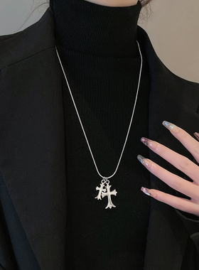 极速十字架项链高级感毛衣u炼女长版秋冬设计感轻奢小众珍珠个性