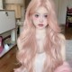 极速假发女网红日常长卷发夏季 蜜桃粉逼真八字刘海Z一字蕾丝 新款