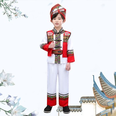 极速新款儿童少数民族服装粉色男女童普米族演出服V幼儿舞蹈表演