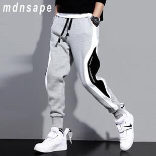 男加绒加厚宽松运动束脚休闲长裤 卫裤 子 ape潮牌春秋季 余文乐mdns