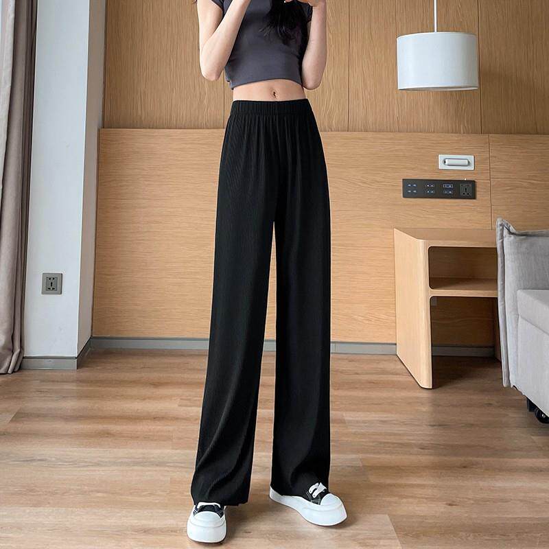 冰丝阔腿裤女夏季薄款高腰垂感防晒小个子休闲直筒拖地面膜裤子女