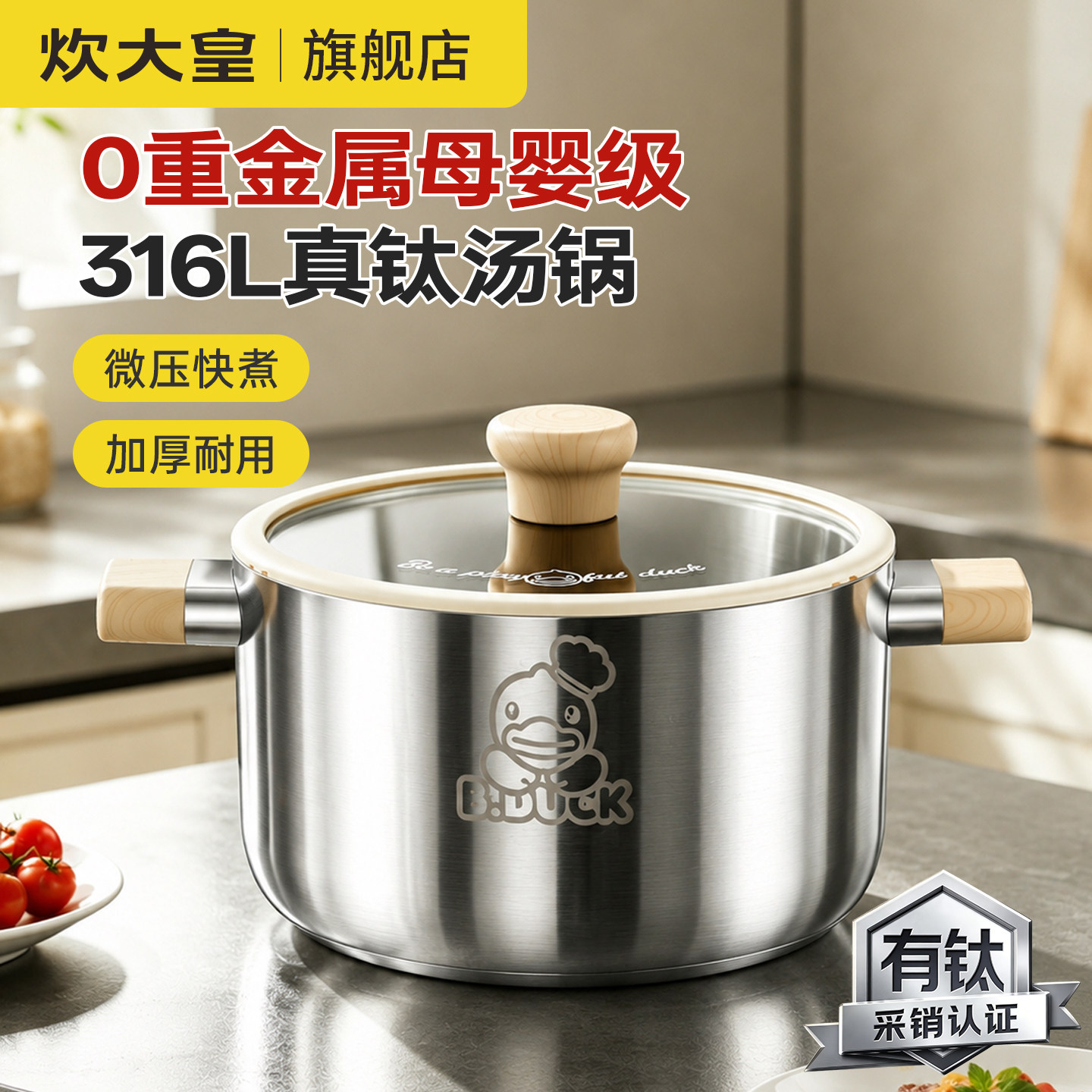 炊大皇316L真钛双耳汤锅