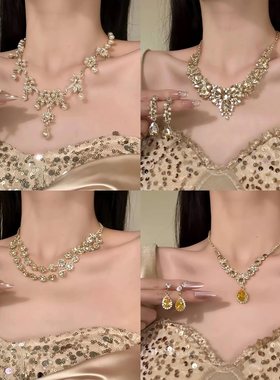 韩系choker重工珍珠项链耳环晚宴礼服感精致轻奢千金名媛配饰