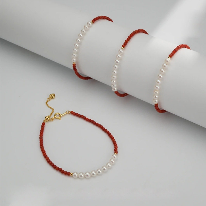 南红玛瑙天然淡水珍珠手链轻奢感手串女款新中式小众串珠手饰