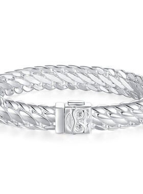 新款黄财神瑞兽醒狮三马鞭手链镀银时尚潮流古巴百搭男女款送礼物