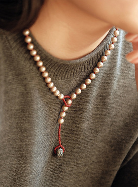 复古捷克小米珠珍珠项链配饰女秋冬毛衣链轻奢感串珠颈链饰品