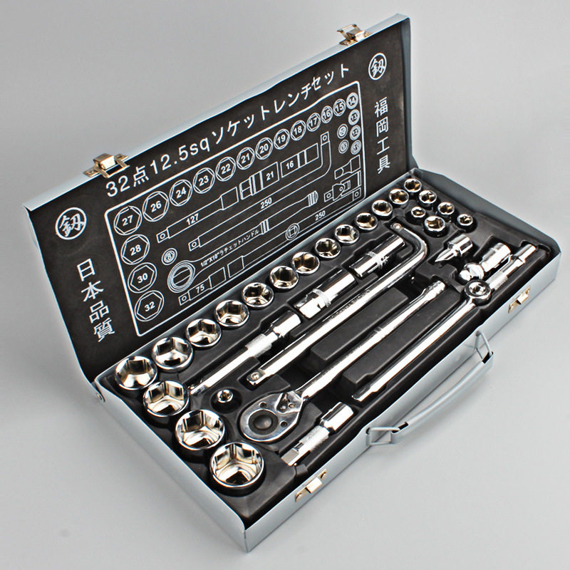 福冈工具1/2大飞棘轮扳手套筒组合汽车维修工具组合套装fo-9001