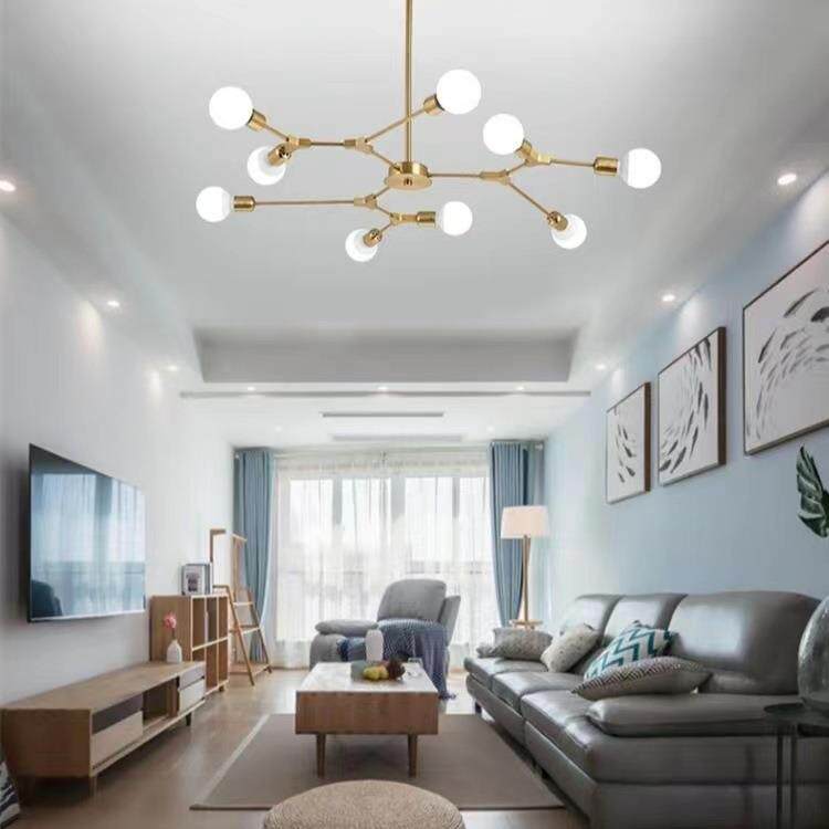 北欧新款极简灯泡分子吊灯设计师创意客厅餐厅卧室原型树枝灯饰