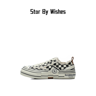 Star By Wishes 贴贴鞋乞丐鞋帆布鞋低帮男女百搭休闲棋盘格板鞋