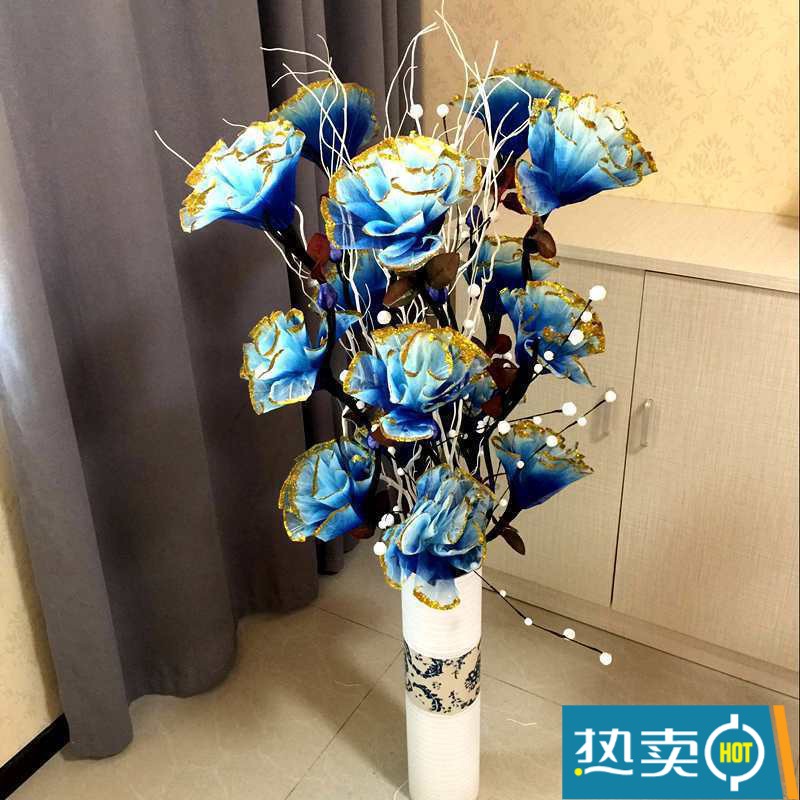 极速叶脉花干燥花落地花客厅玄关装E饰花假花树枝仿真 叶脉富贵大