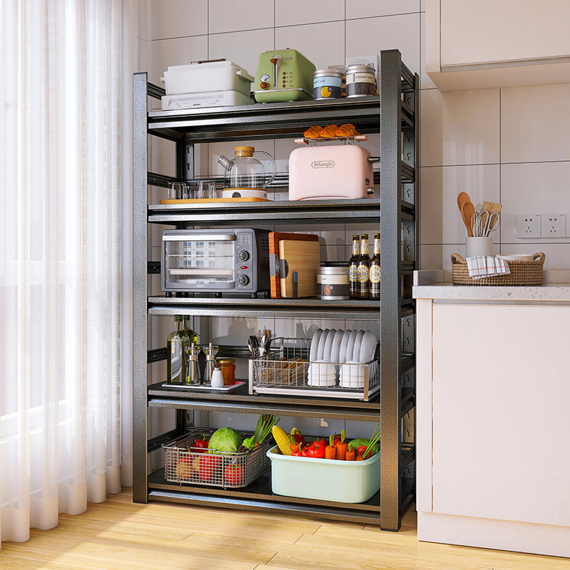 极速带轮厨房置物架落地多层微波炉烤箱收纳架子多V功能家用货架