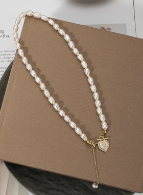 极速天然贝壳淡水珍珠项炼女 轻奢小众设计感M时尚锁骨颈炼2023年