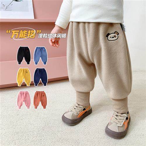 极速认准抖音【精选】宝宝加厚裤子秋冬长J裤奥利绒DZB000039