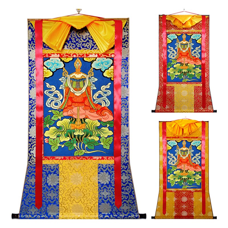 极速定制西藏唐卡0817八吉祥 宝幢供布艺装O裱挂画尼泊尔风格非手