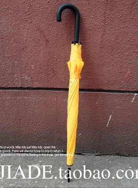 极速雨中想你黄色长柄雨伞 弯钩纯色小清新同款黄V伞长柄简约男女