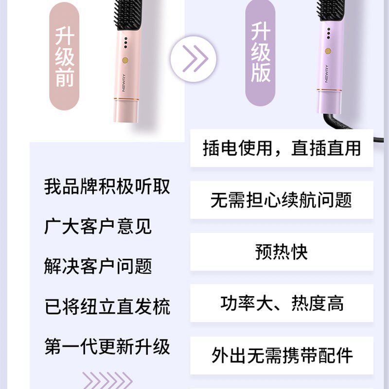 极速新纽立直发梳纽o力无线负离子成型快直卷两用直板夹卷发棒电