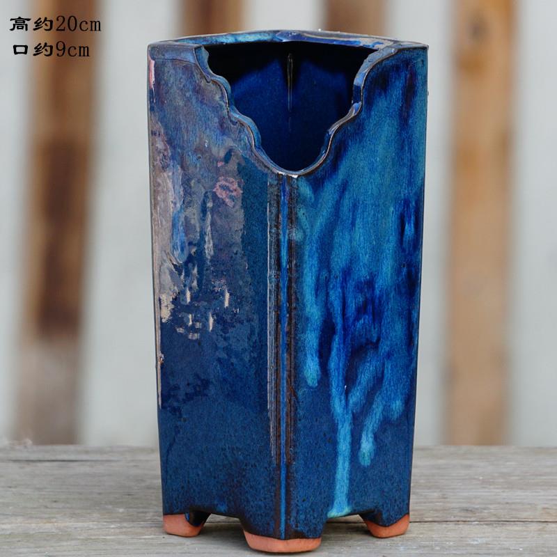 极速多肉花盆方切口法师老桩悬崖方口盆大号高P陶瓷绿植复古粗陶