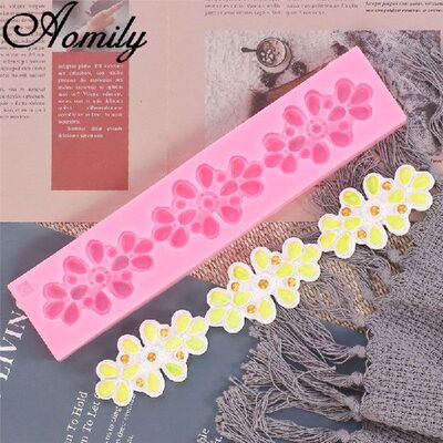 极速22.8cm Long Lace Flower SiliCcone Molds Fondant Cake Mol