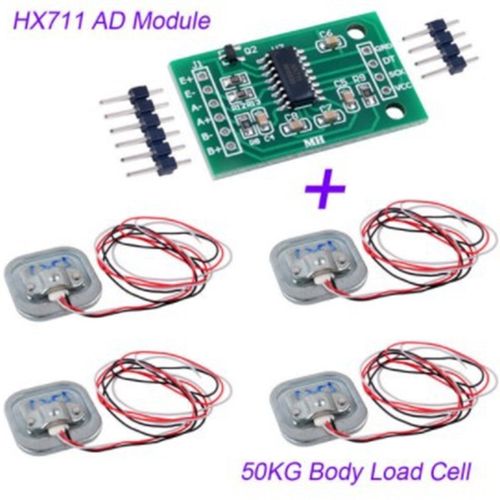 极速洛迦 HX711模块+4个人体秤50kg 称重感测器 V电阻应变半桥式