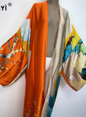 极速Kimonos verano Womren sukienka Print Long Sleeve Cardiga