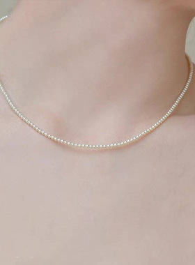 极速正圆高c亮奶白色施家珍珠项炼女 14K真金电镀颈炼 轻奢百搭锁