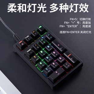 极速英欧笔记本外接迷你小键盘有线收银财务会计专用青Z轴机械数