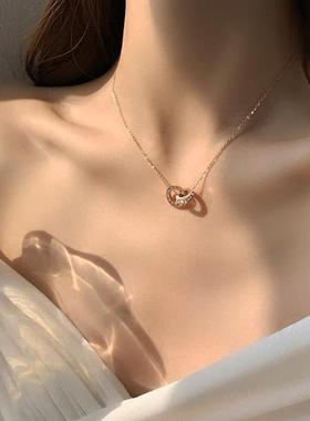 极速ZANBO/赞铂 o钛钢项链 小众时尚精致简约设计感不掉色环环相