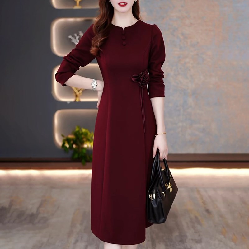 连衣裙2025新款女秋冬加厚十A三行爆款喜婆婆婚宴装妈妈礼服配大