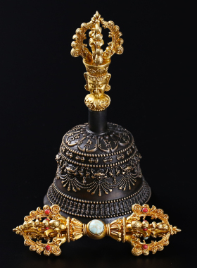 极速尼泊尔工艺纯铜五股金刚w铃杵法器铜铃铛藏传多款尺寸音质清