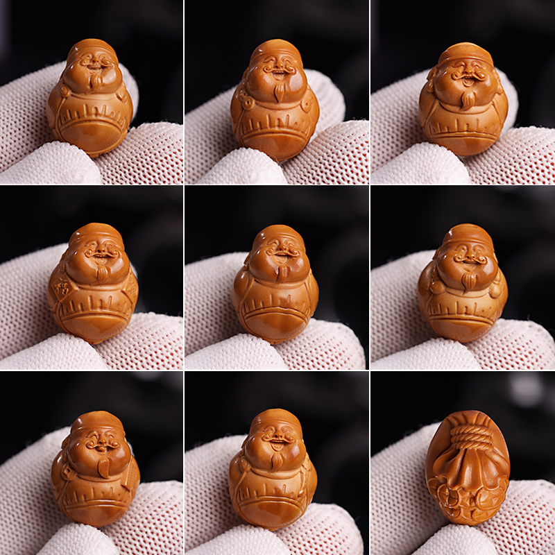 极速橄榄核手串八宝财神2.v0大籽手工雕刻八方来财核雕文玩把件手