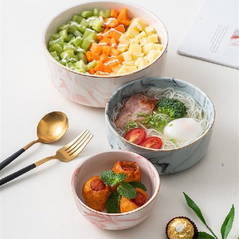 极速Marble Pattern Noodle Bowl SouGp Bowls 4.5-7.5 inches