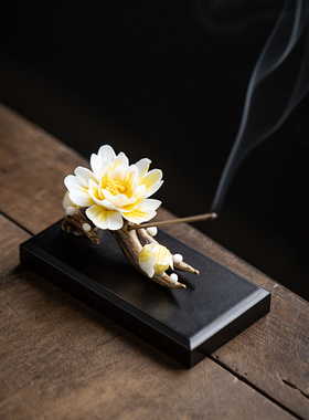 极速创意中式陶瓷线香香插手x工仿真花莲花香座家用禅意熏香炉茶