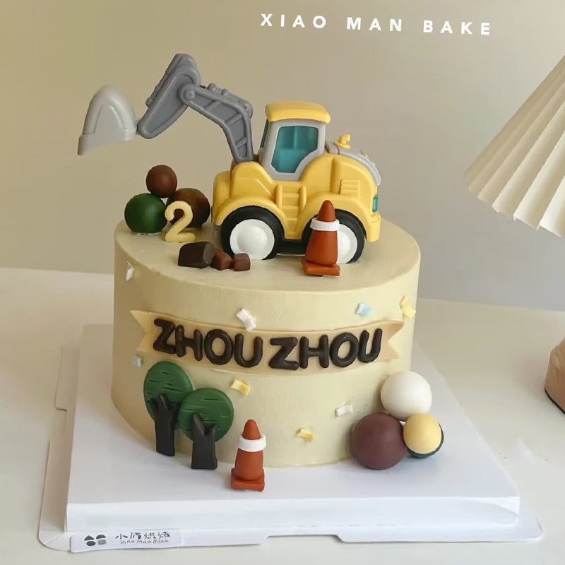 极速烘焙蛋糕装饰l品摆件推土机工程车路标挖土机儿童男孩生日装