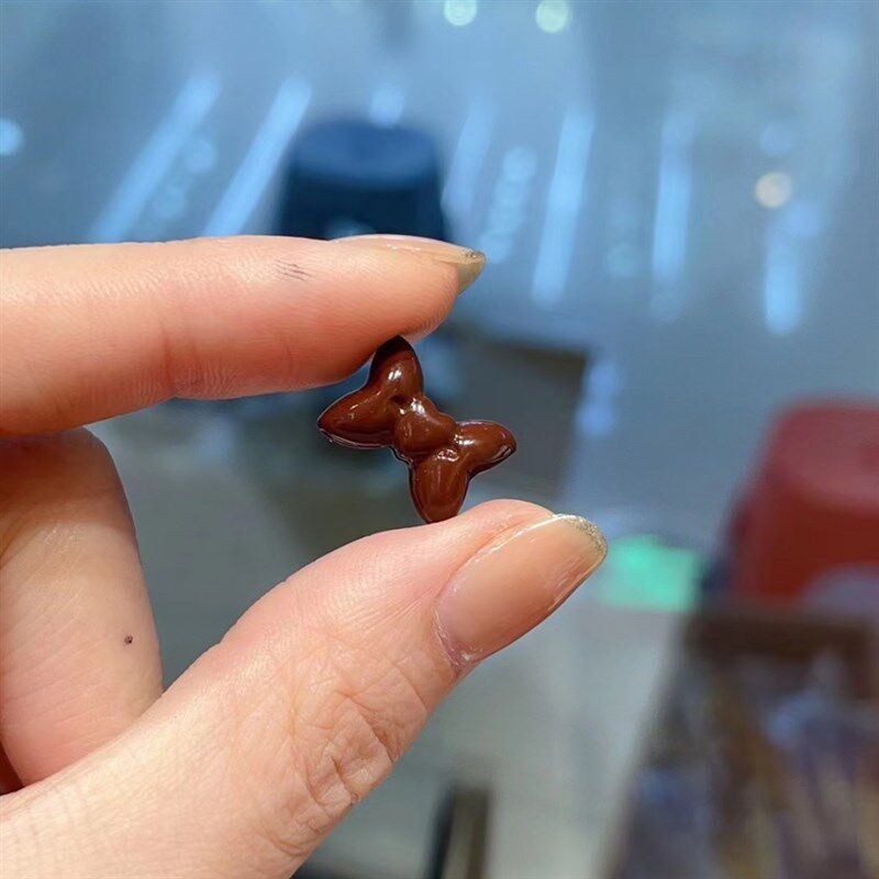 新品阿拉善玛瑙巧克力蝴蝶结配y件手工diy文玩时尚配饰佛珠手串