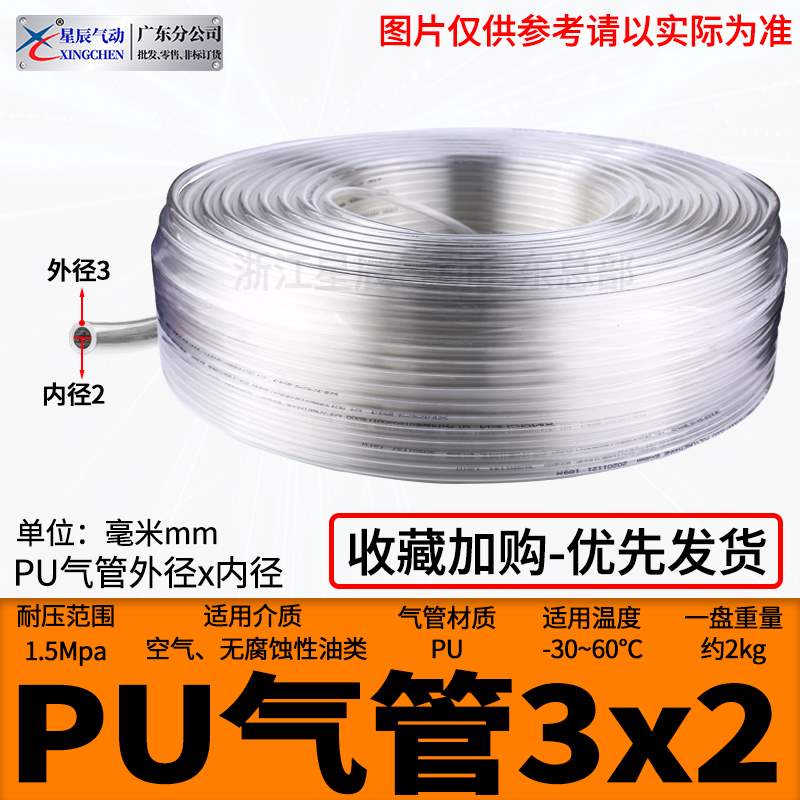 极速新品配件星辰e气动气管PU管8mm4/6/10/12R/气泵空压机透明管