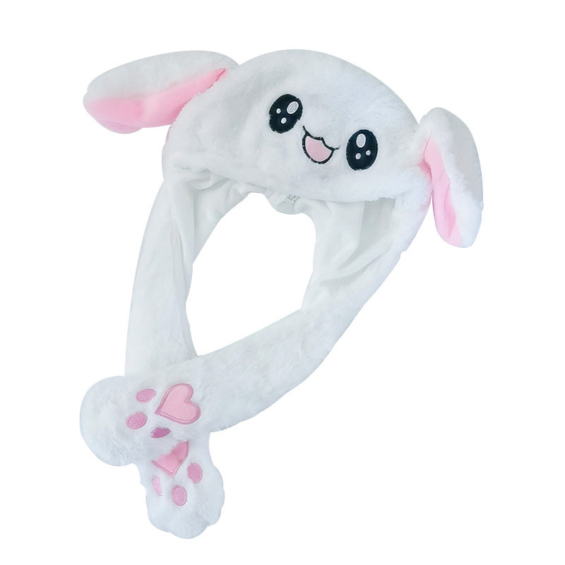 极速厂家抖音同款发光兔耳朵帽子一捏耳朵会动的网红Y帽子毛绒兔