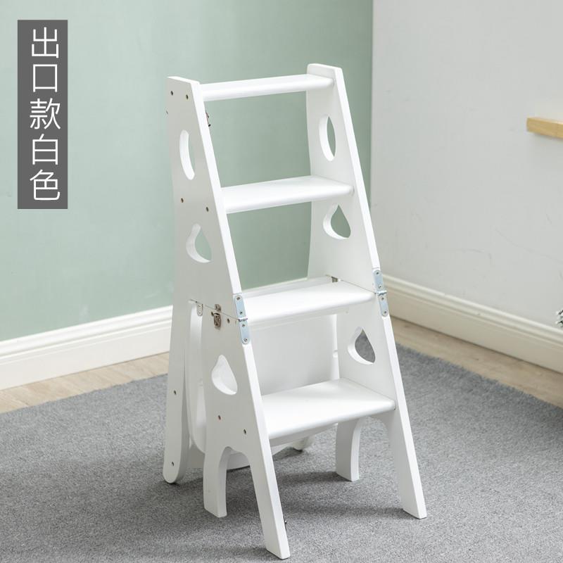极速新品实木家用加厚多n功能折叠梯椅室内移动R登高梯子两用四步