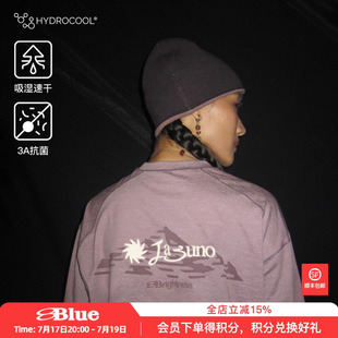 蓝岐日月雪山反光印花运动抗菌情侣T恤吸湿速干训练圆领长袖男秋