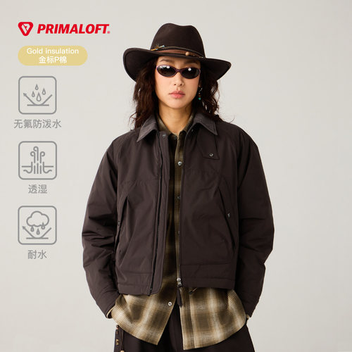 蓝岐无氟防泼水巴恩风猎装棉衣金标P棉Primaloft透湿耐水棉服女