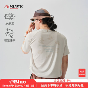 蓝岐户外运动吸湿速干溯溪短袖POLARTEC自然系图腾印花抗菌T恤男