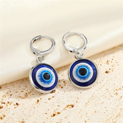 极速1 Paier Resin Bling Evil Eye Hoop Earring For Womens Jew