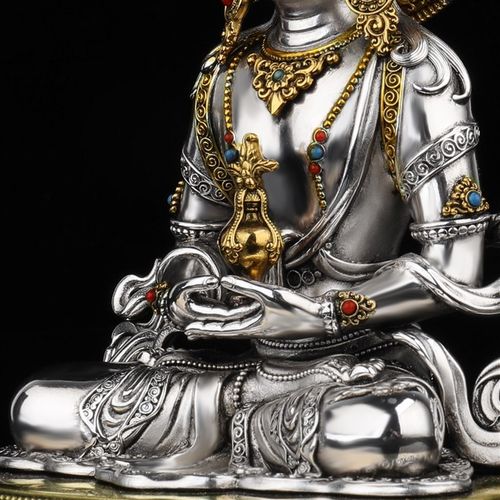 极速尼泊尔工艺长寿r佛藏传无量寿佛五寸手工镶嵌佛像摆件