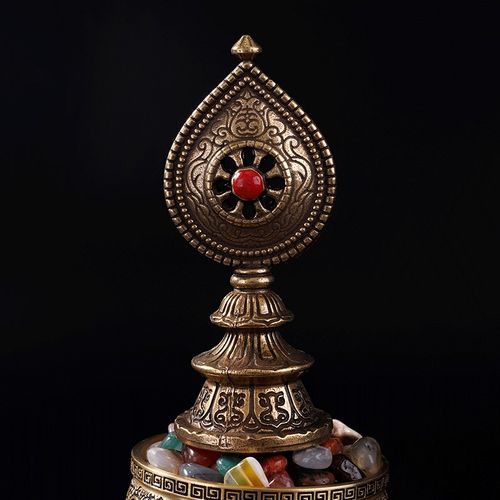 极速黄铜八吉祥曼扎盘供佛具法器藏式供修曼达盘七宝Y石托盘小号