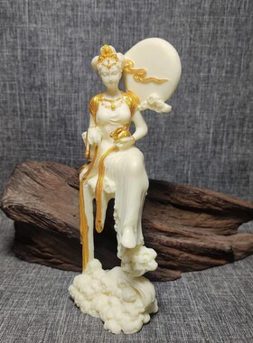 新品象牙果嫦娥仙子玉兔手把件飞天C仕女摆件汽车装饰品中式桌面