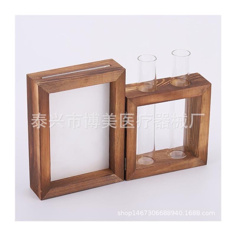 极速2023新款创意相框摆台复古水培玻璃卷边O圆底试管插花瓶桌面