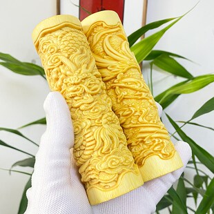 极速龙血金丝竹龙柱手把件龙形竹雕实心竹盘龙Q柱文玩冷门盘玩高