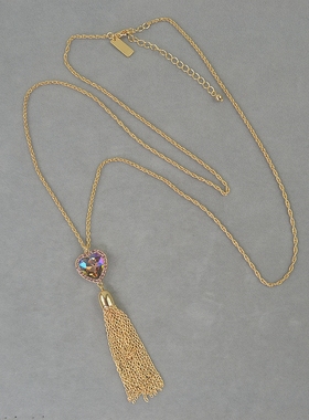极速INC 镀金 x紫色爱心宝石 长版 项链