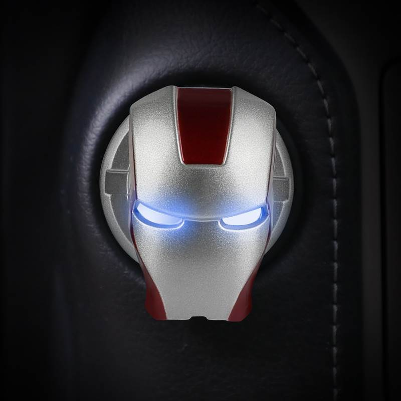 极速钢铁人汽车一键啓动装饰贴点火开关I按钮保护盖钥匙圈改装内