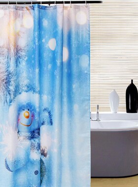 极速New Year 3D Snowman Pattern WaDterproof Shower Curtain w