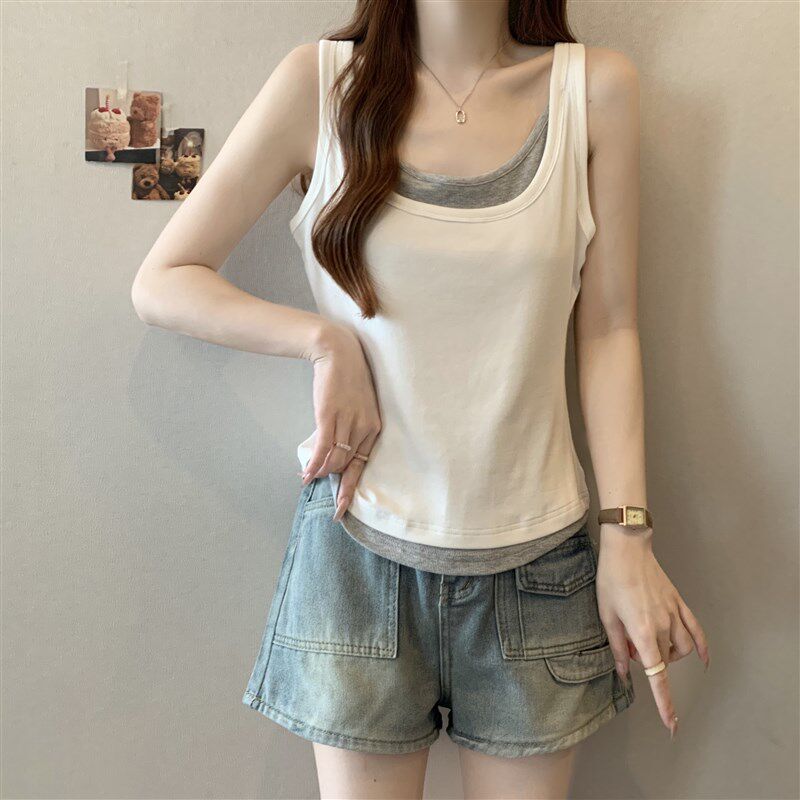 新品不规则内搭吊带背心女夏季2025新款H胖mm大码设计感短款假两